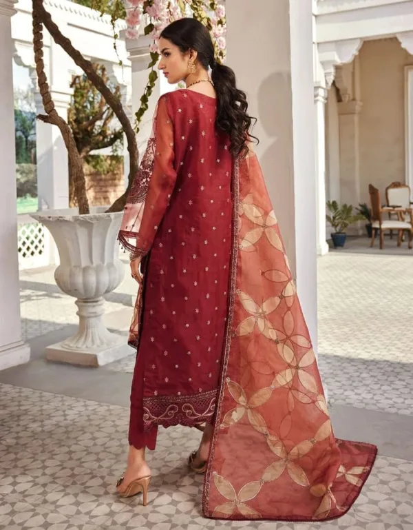 Maroon Pakistani Party Dress Salwar Kameez - Image 2