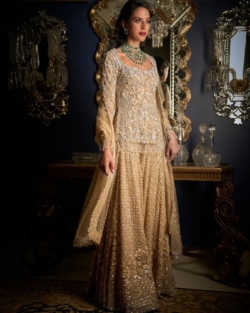 Nude Silver Latest Indian Bridal Sharara