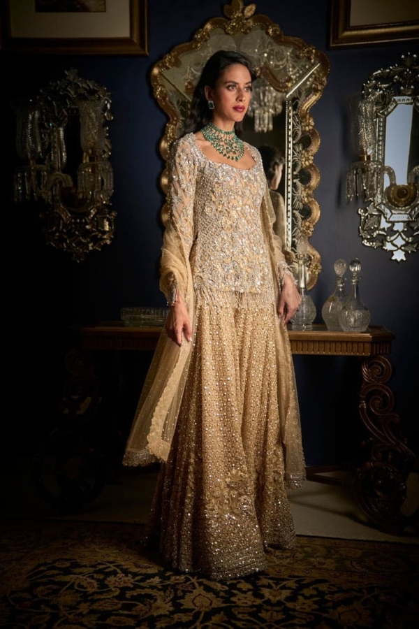 Nude Silver Latest Indian Bridal Sharara