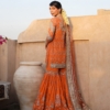 Orange Pakistani Wedding Outfit in Kameez and Gharara - Image 2