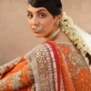 Orange Pakistani Wedding Outfit in Kameez and Gharara - Image 4