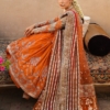 Orange Pakistani Wedding Outfit in Kameez and Gharara - Image 5