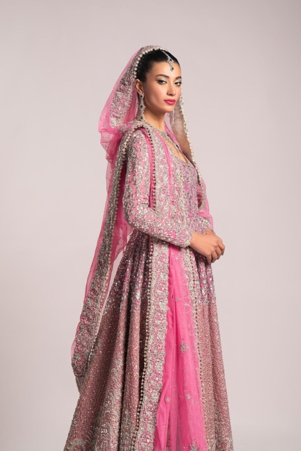 Latest Embellished Pink Bridal Long Maxi - Image 4