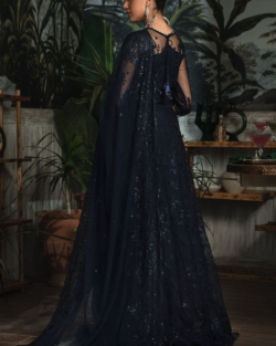 Pakistani Black Embroidered Net Wedding Dress