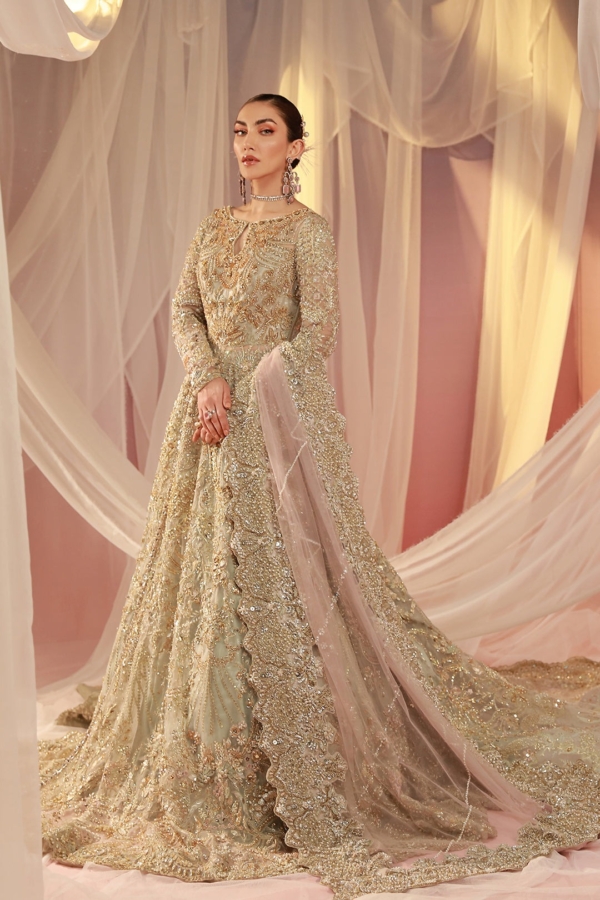 Pakistani Bridal Back Tail Lehenga Dress - Image 3