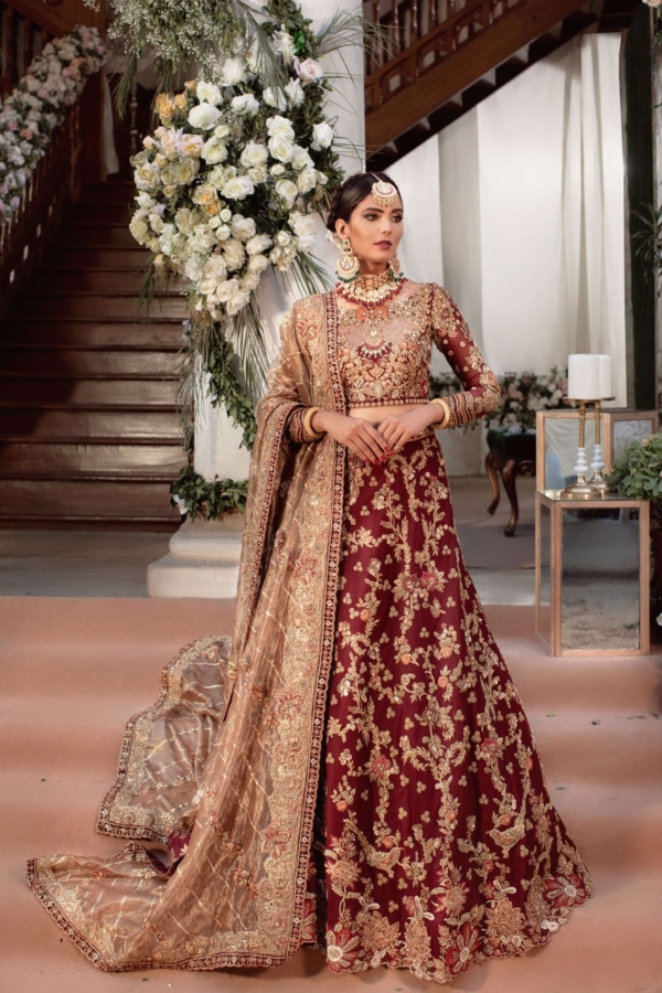 Pakistani Bridal Blood Red Lehenga Choli