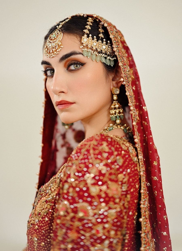 Pakistani Bridal Burnt Burgundy Farshi Lehenga - Image 2