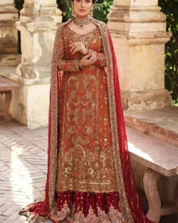 Pakistani Bridal Dress Long Shirt Lehenga Wedding Outfit