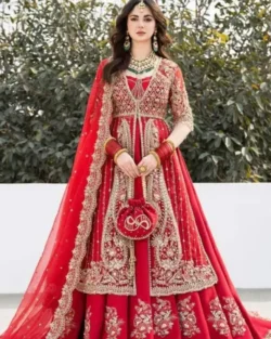 Pakistani Bridal Dress Red Farshi Lehenga Style Wedding Outfit