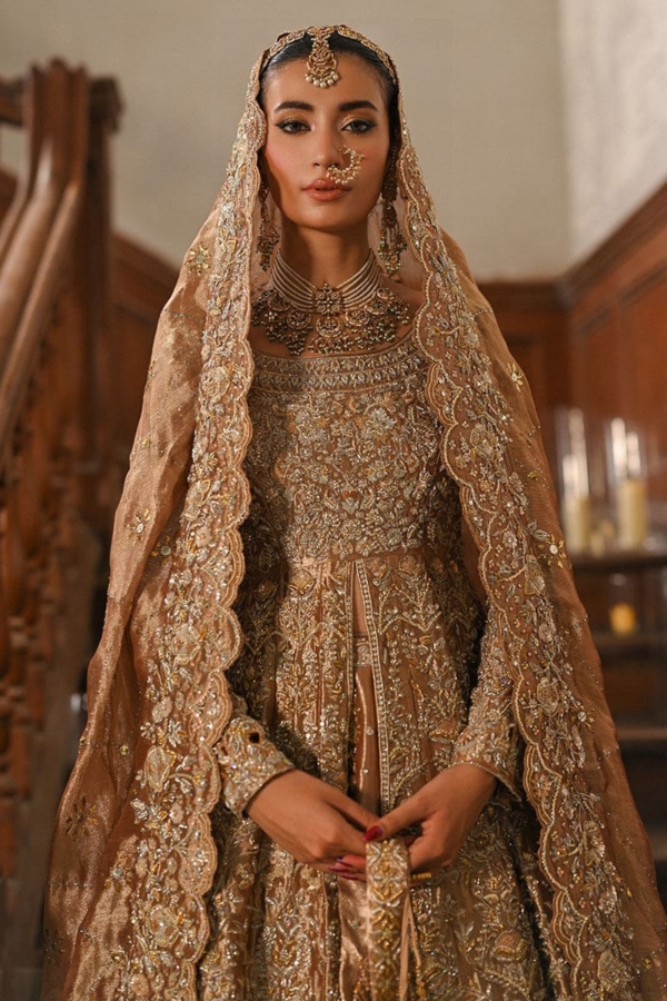 Pakistani Bridal Kalidar Open Gown Lehenga - Image 4