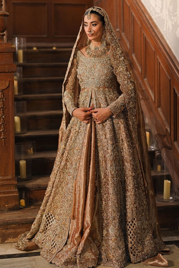 Pakistani Bridal Kalidar Open Gown Lehenga