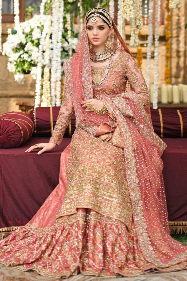 Pakistani Bridal Long Kameez Farshi Lehenga - Image 2