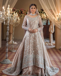 Pakistani Bridal Rose Gold Sharara Gown