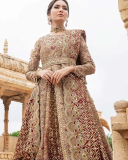 Pakistani Bridal Royal Gold Gown Lehenga