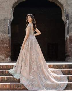 Pakistani Bridal Royal Gown Lehenga In Pink