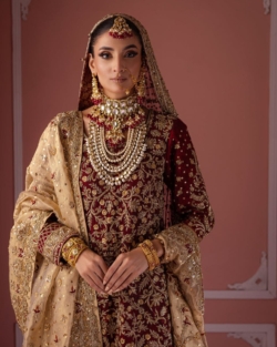 Pakistani Bridal Shirt With Farshi Lehenga