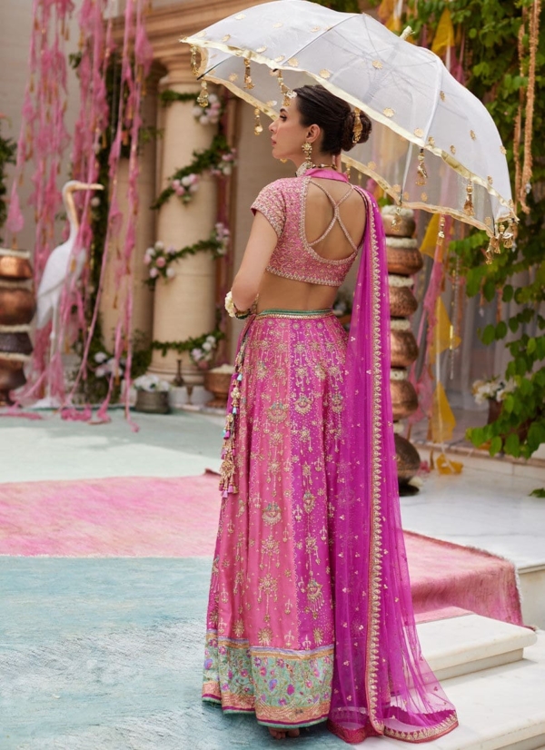 Pakistani Hot Pink Wedding Lehenga Choli - Image 2