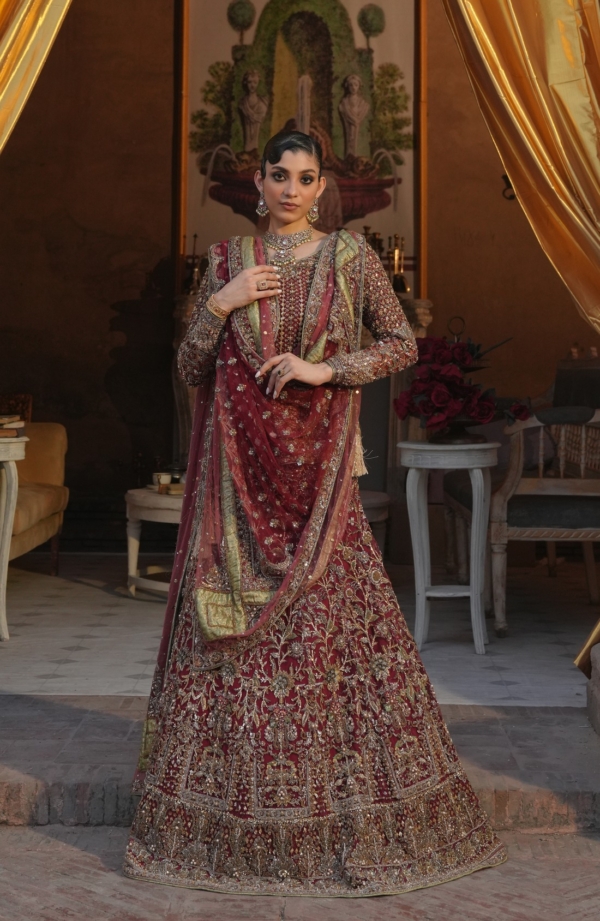 Pakistani Mermaid Bridal Shirt Red Lehenga - Image 5