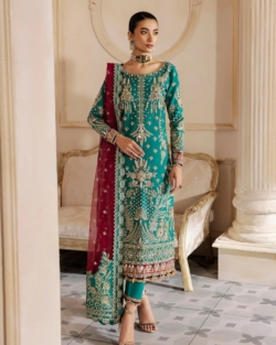 Pakistani Shalwar Kameez in Teal Green