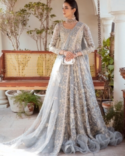 Pakistani Wedding Bridal Blue Gown Lehenga