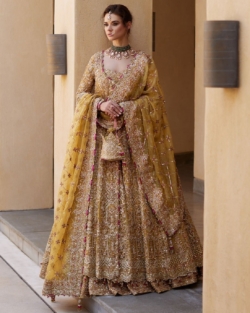 Pakistani Wedding Bridal Yellow lehenga Gown