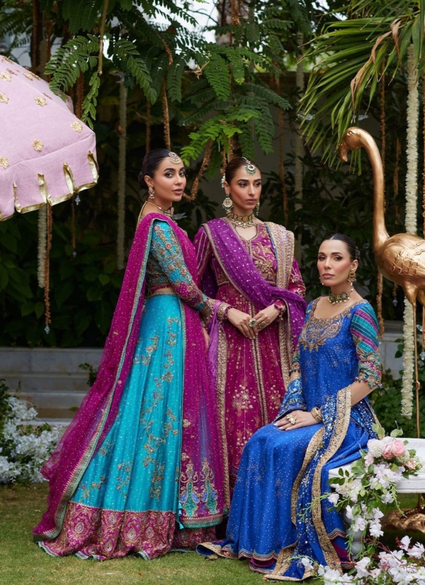 Pakistani Wedding Magenta Open Kalidaar Frock - Image 5