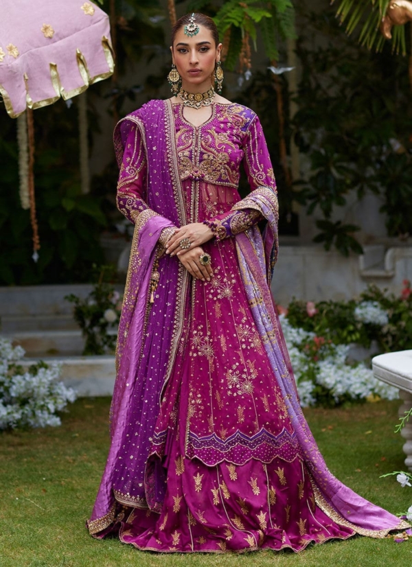 Pakistani Wedding Magenta Open Kalidaar Frock
