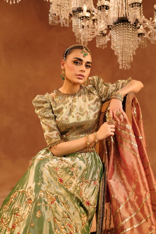 Pakistani Wedding Sage Green Lehenga Choli - Image 2
