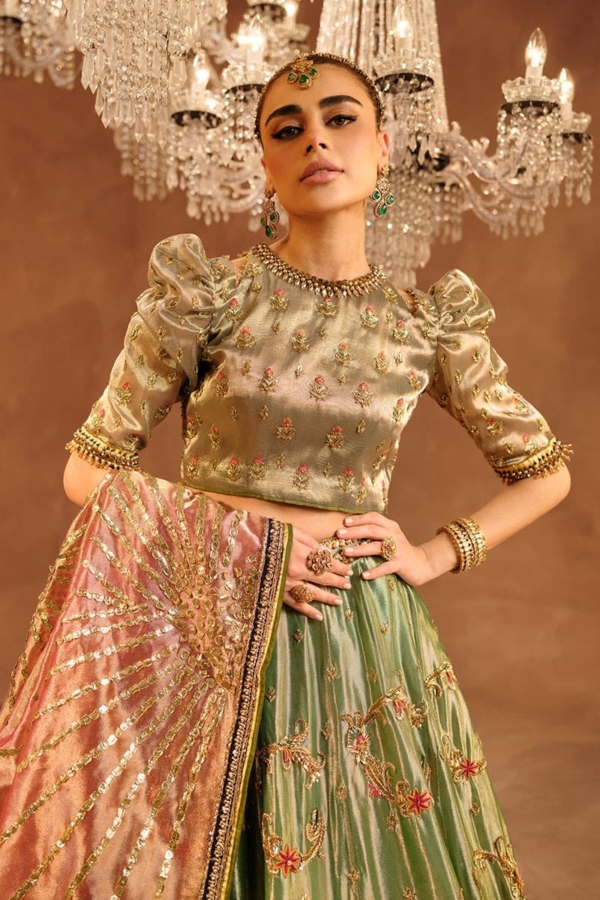 Pakistani Wedding Sage Green Lehenga Choli - Image 4