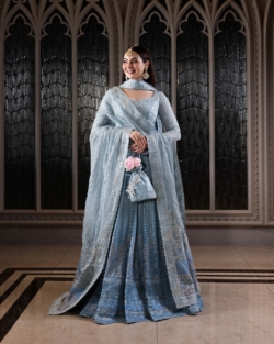 Pakistani Wedding Ice Blue Pishwas Dress