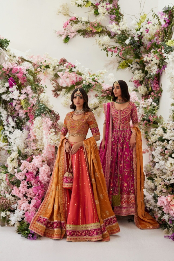 Pakistani Wedding Orange Dress Lehenga Choli - Image 5