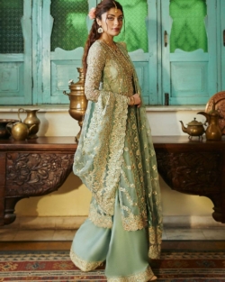 Pakistani Wedding Sea Green Long Shirt