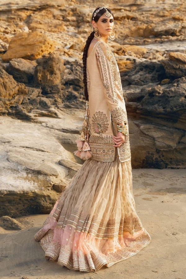 Peach Pink Sharara Pakistani Wedding Dress - Image 2