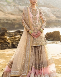 Peach Pink Sharara Pakistani Wedding Dress