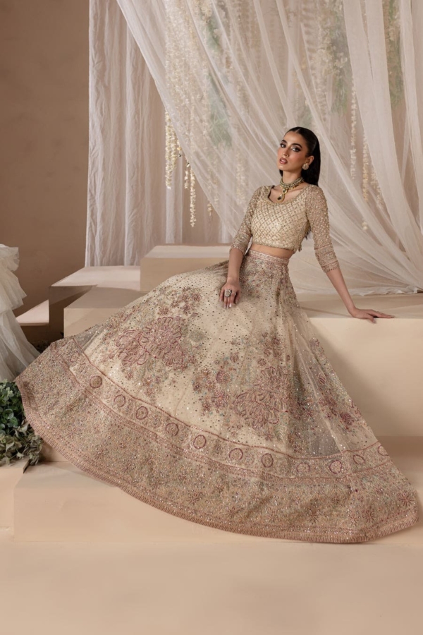 Pearl White Beautiful Bridal Choli Lehenga