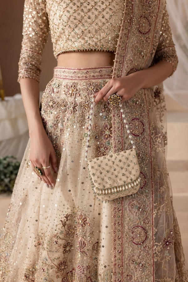 Pearl White Beautiful Bridal Choli Lehenga