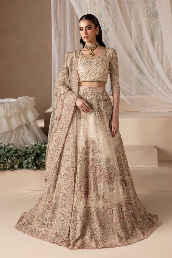 Pearl White Beautiful Bridal Choli Lehenga