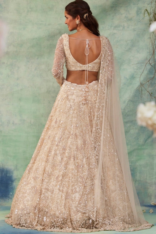 Pearl White Lehenga Choli Bridal Dress - Image 2