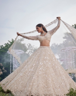 Pearl White Lehenga Choli Bridal Dress