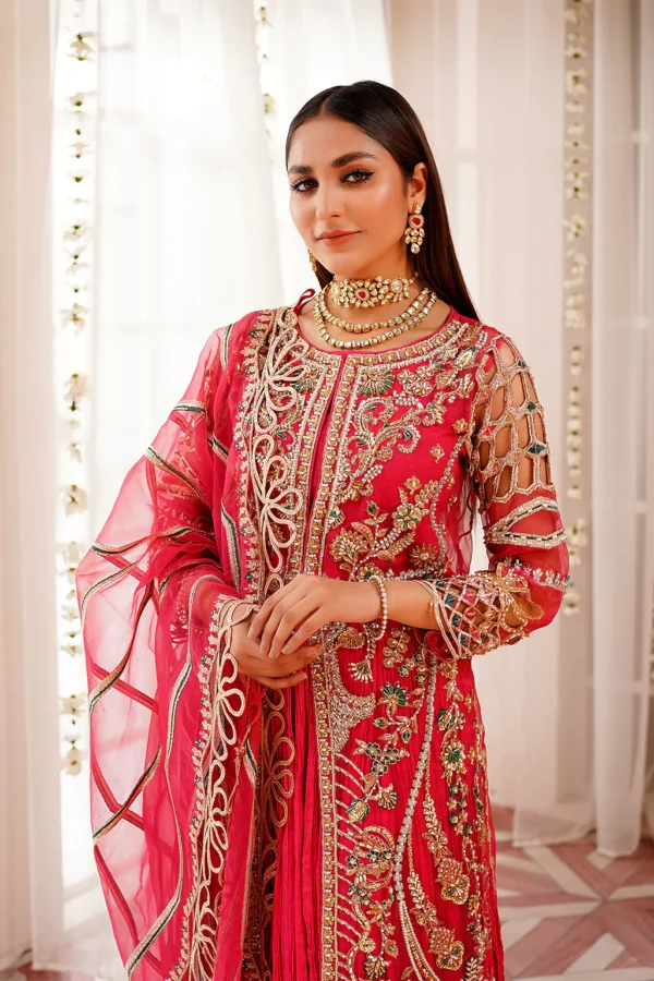 Shocking Pink Kameez with Crushed Trousers - Image 2