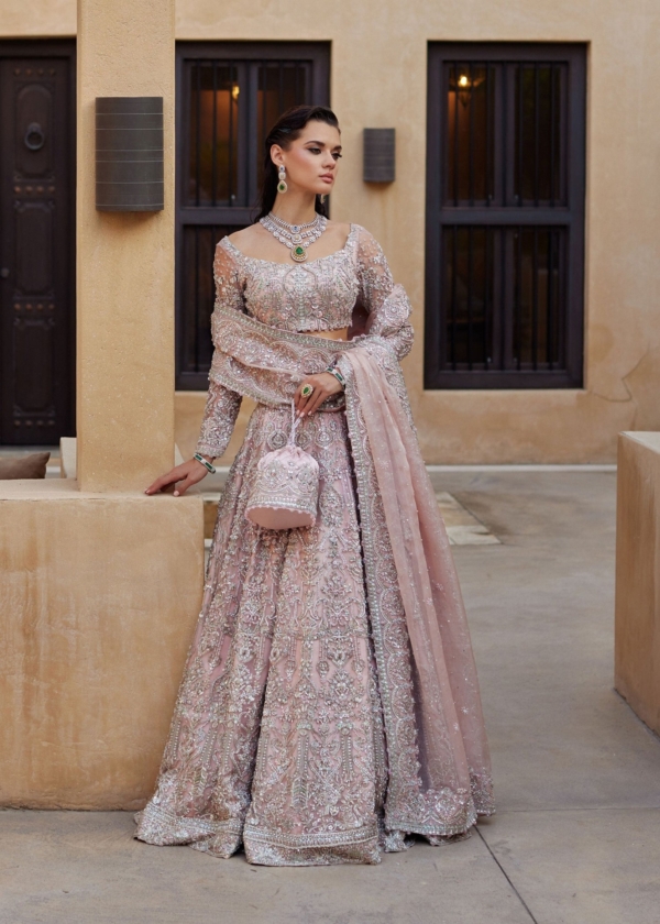 Pink Bridal Lehenga Choli Dress with Matching Dupatta