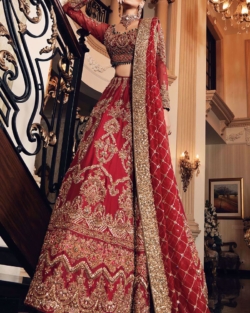 Heavily Embellished Red Lehenga Choli Bridal Outfit