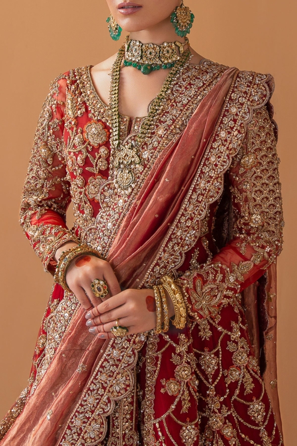 Pakistani Bridal Dress Red Pishwas Style Lehenga Wedding Outfit - Image 4
