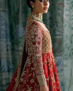 Red Bridal Dress Pakistani Angrakha Lehenga Wedding Outfit