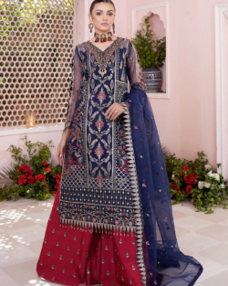 Blue Kameez And Trouser Party Wear