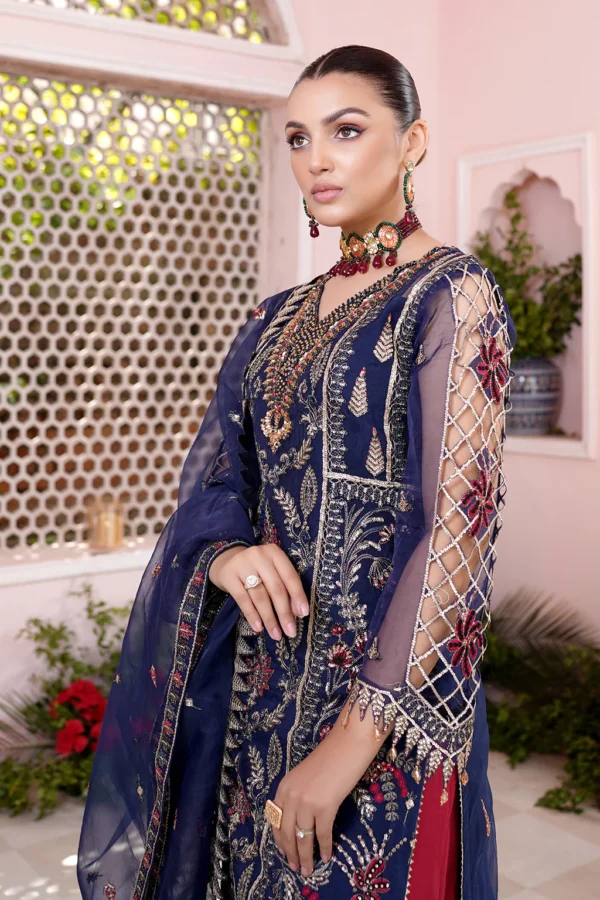 Blue Kameez And Trouser Party Wear - Image 2