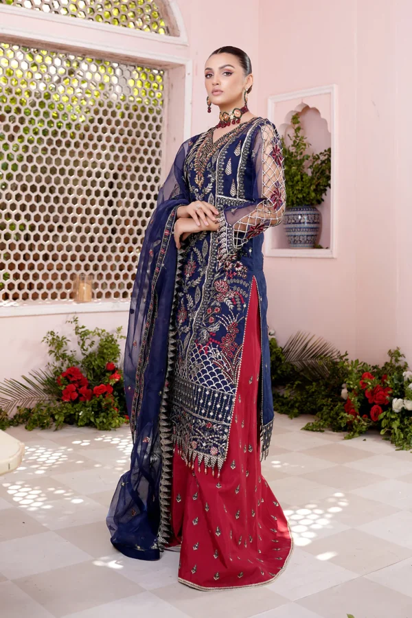 Blue Kameez And Trouser Party Wear - Image 4