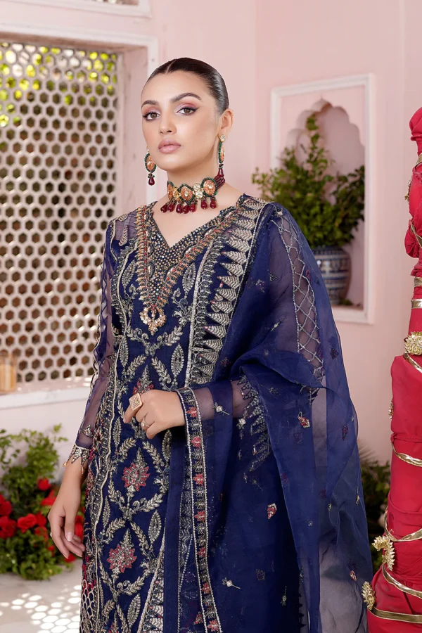 Blue Kameez And Trouser Party Wear - Image 3