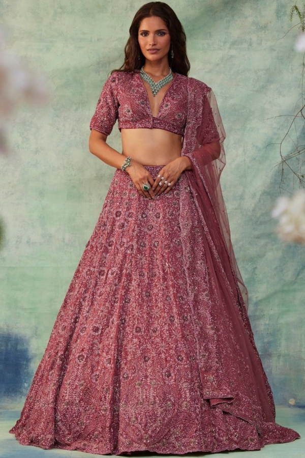 Royal Bridal Dusty Pink Lehenga Choli - Image 3