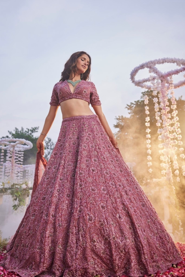 Royal Bridal Dusty Pink Lehenga Choli